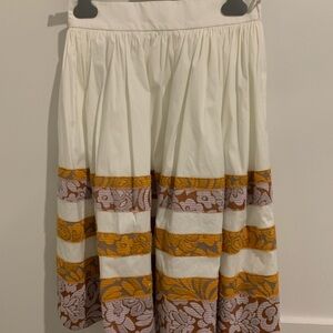 Prada White and Gold A-Line Skirt